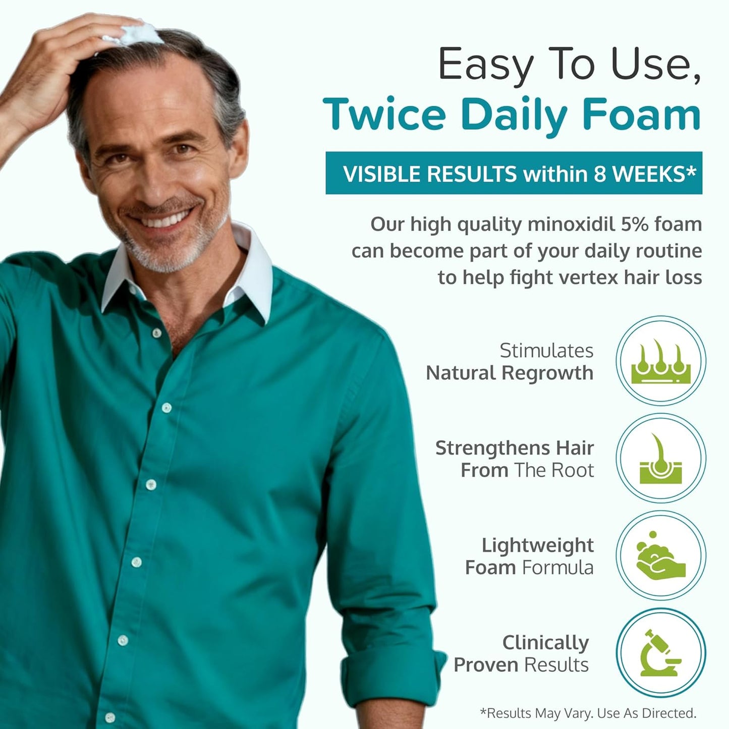 Minoxidil Foam for Men - 5% Extra Strength Hair Regrowth Treatment | Unscented 3-Month Supply