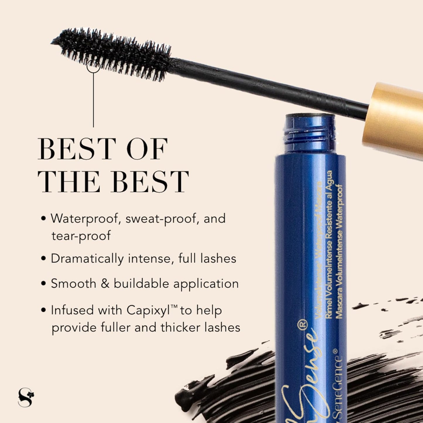 VolumeIntense Waterproof Mascara - Black 0.24 Oz | Volumizing & Lengthening Formula, Humidity-Resistant