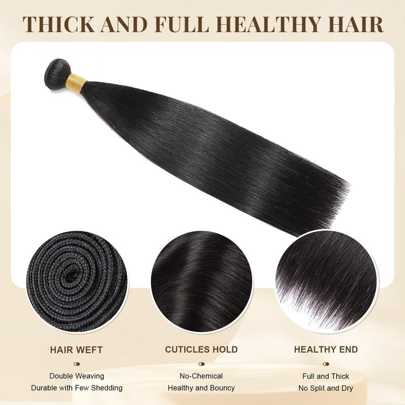 MIRONICA Straight Human Hair One Bundles 22 Inch 12A Brazilian 1 Bundles Human Hair 100% Unprocessed Virgin Hair Double Machin Weft for Black Women Natural Black Color Hair Extensions