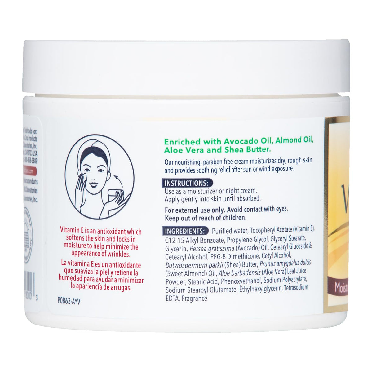 De La Cruz Vitamin E Cream Moisturizer for Face and Neck, 10,000 IU - Moisturizing Skin Care for All Skin Types - Made in USA - 4 OZ. (6 Pack)