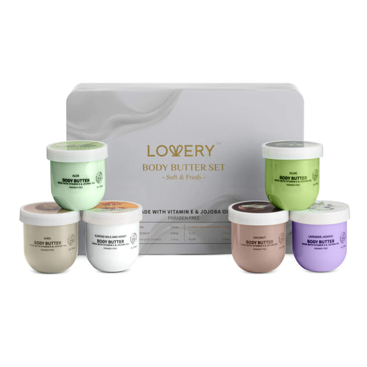 Body Butter for Women Gift Set – 6 Whipped Body Creams W Shea Butter, Jojoba Oil & Vitamin E, Deep Moisturizing Body Lotion Collection, Coconut, Aloe, Olive, Shea, Lavender Jasmine, Almond Milk Honey