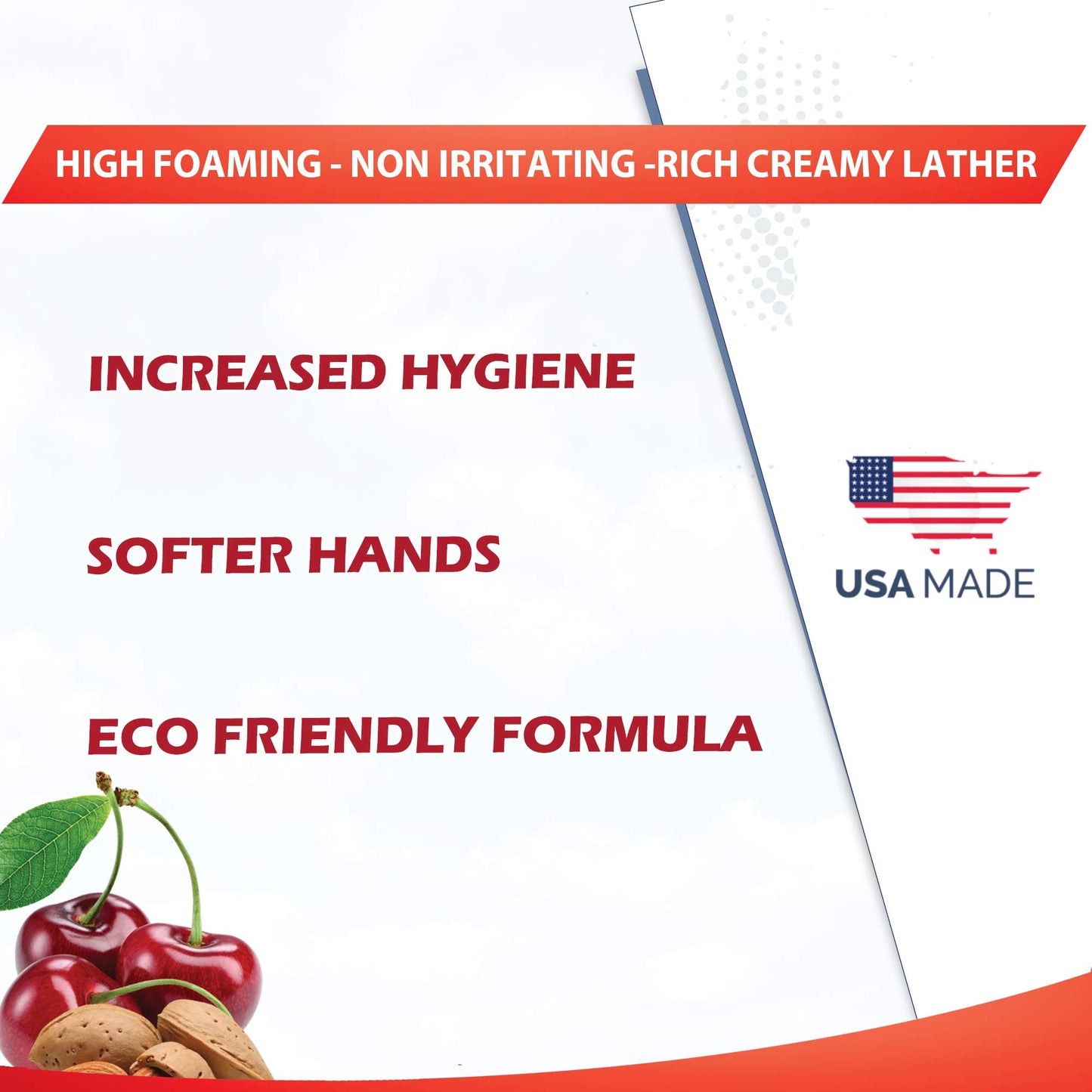 GreenFist Foaming Hand Soap Refills Almond Cherry Scent Jug Foam Refill Made in USA, 128 ounce (1 Gallon)