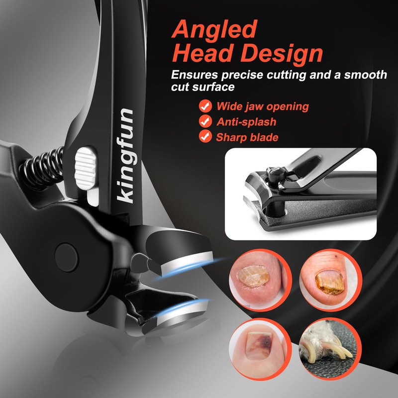 Kingfun Long Handled Toenail Clippers for Seniors - Ergonomic Non-Slip Grip Toe Nail Clippers for Thick Nails for Elderly with Pro-Grade Steel File