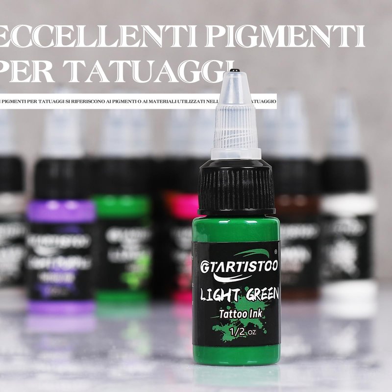 GTARTISTOO Tattoo Ink Set 16 Colors 1/2 oz (15ml) Professional Vegan-Friendly Tattoo Pigment Supplies Kit Color Inks for Beginners