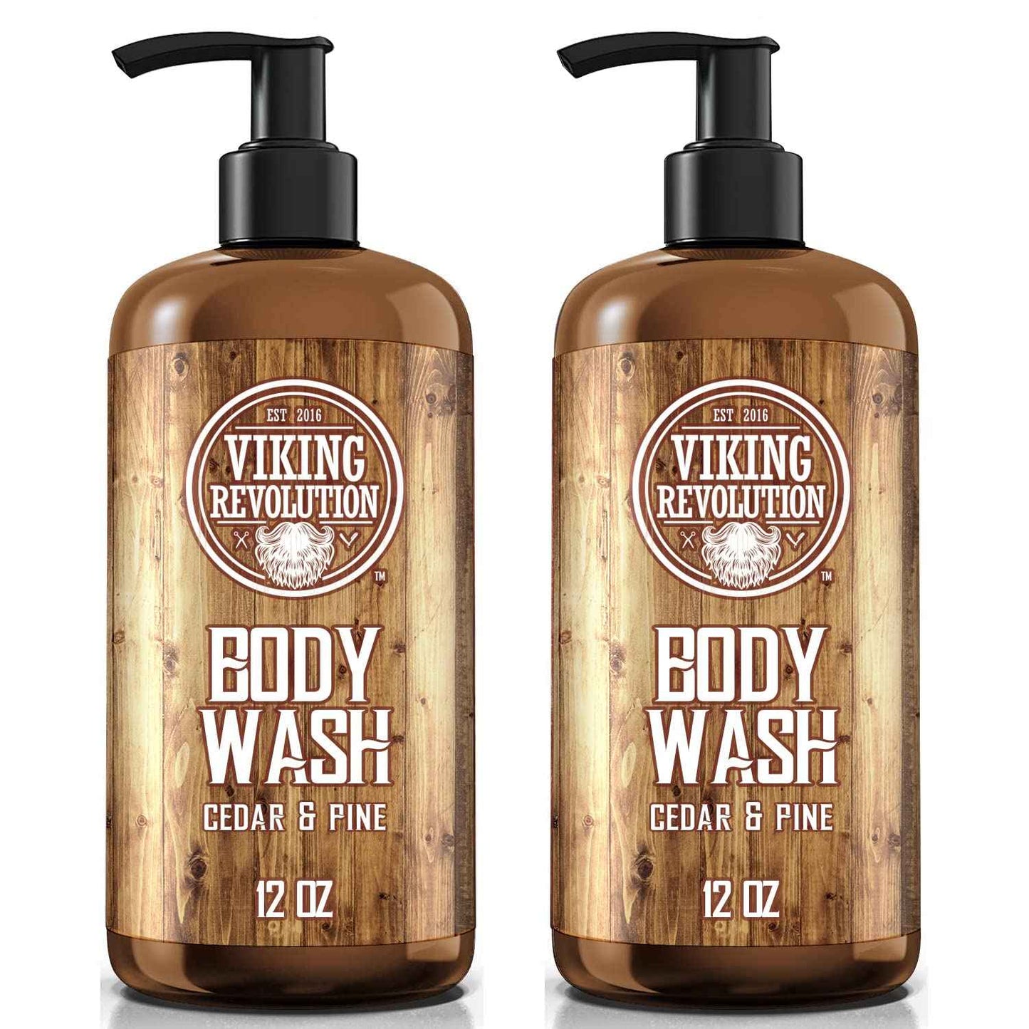 Viking Revolution Men's Body Wash - Cedar and Pine Oil Body Wash for Men - Mens Natural Body Wash with Vitamin E and Oregano Oil - Mens Shower Gel Liquid Soap - Cedar Oil Mens Bodywash (2 Pack, 12oz)