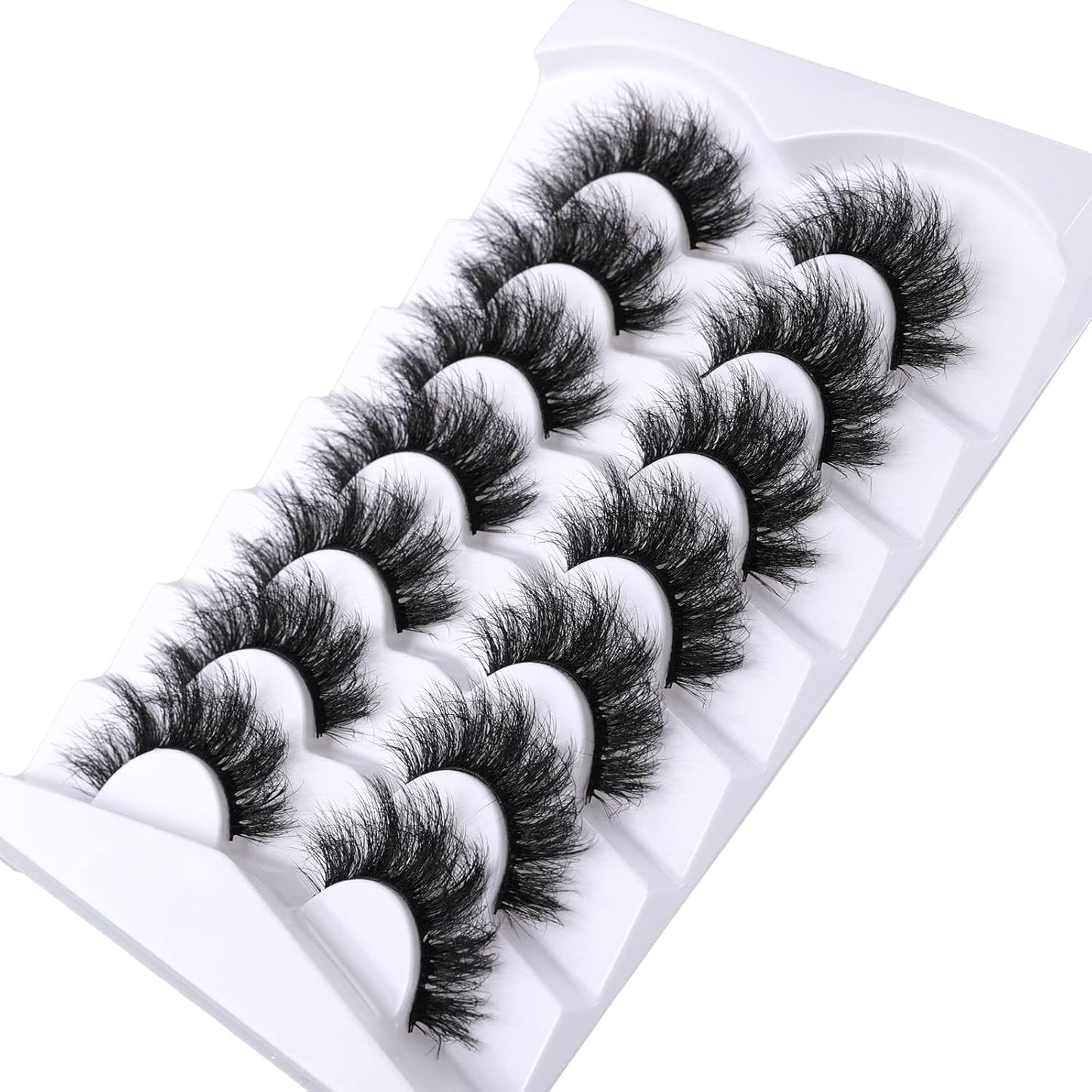 Lashes Eyelashes 8D Fluffy False Eyelashes Wispy Faux Mink Lashes Light Weight Fake Eyelashes Cat Eye Lashes 7 Pairs Pack, Black