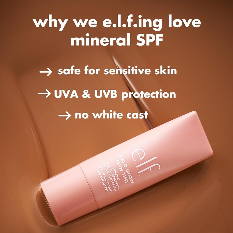 e.l.f. Halo Glow Skin Tint SPF 50 - Tinted Moisturizer for Light Buildable Coverage | Natural Glow, Vegan, 11 Tan Warm