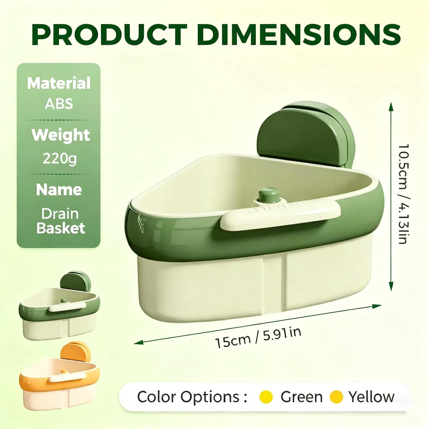 Corner Sink Strainer,2025 New Suction Cup Press Sink Strainer Basket,Automatic Dumping food Waste Catcher for Sink,Faucet Sponge Storage Rack,Corner Sink Trash Catcher for Food Waste (Green 1PCS)