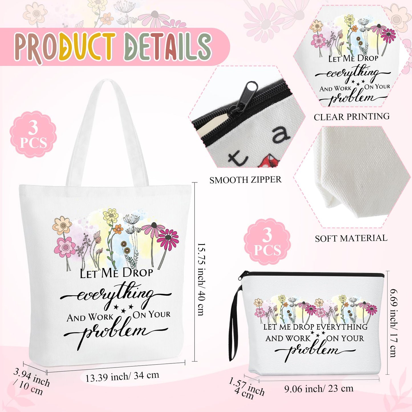Sieral 9 Pcs Secretary Gift for Women Tote Canvas Bag Makeup Cosmetic Bag Motivational Keychain Secretary Appreciation Favor