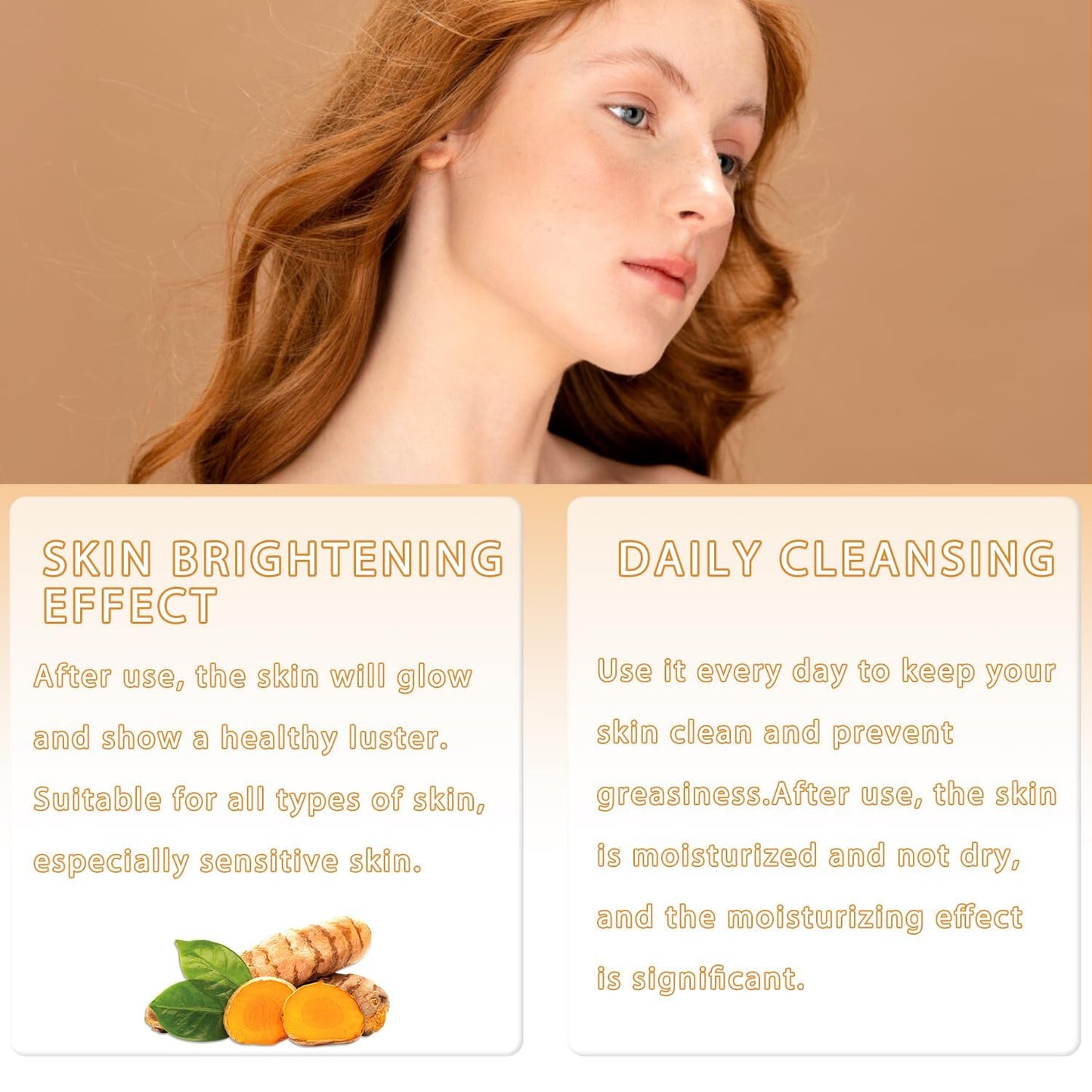 4Pcs Turmeric Skincare Set - Facial Wash, Cleansing Mousse, Soap & Exfoliating Pads for Face and Body, Turmeric Trio Cleansing and Exfoliating Care