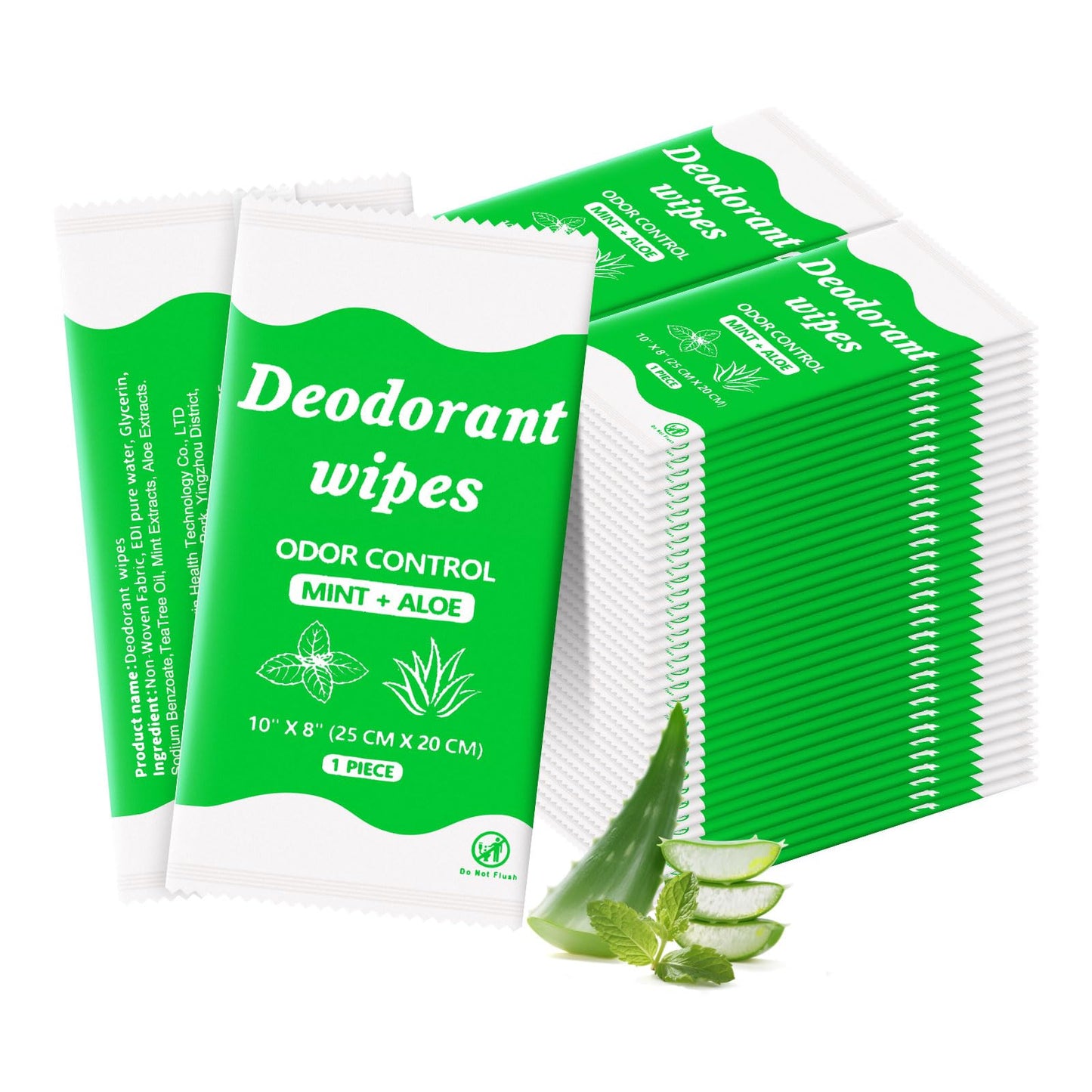 Travel Deodorant Body Shower Wipes Deodorizing Bathing Wipes, Disposable No Rinse Adults Women Men Individually Wrapped Underarm Sweat Antiperspirant Bath Wipe for Travel Camping Gym (Green, 200 Pack)