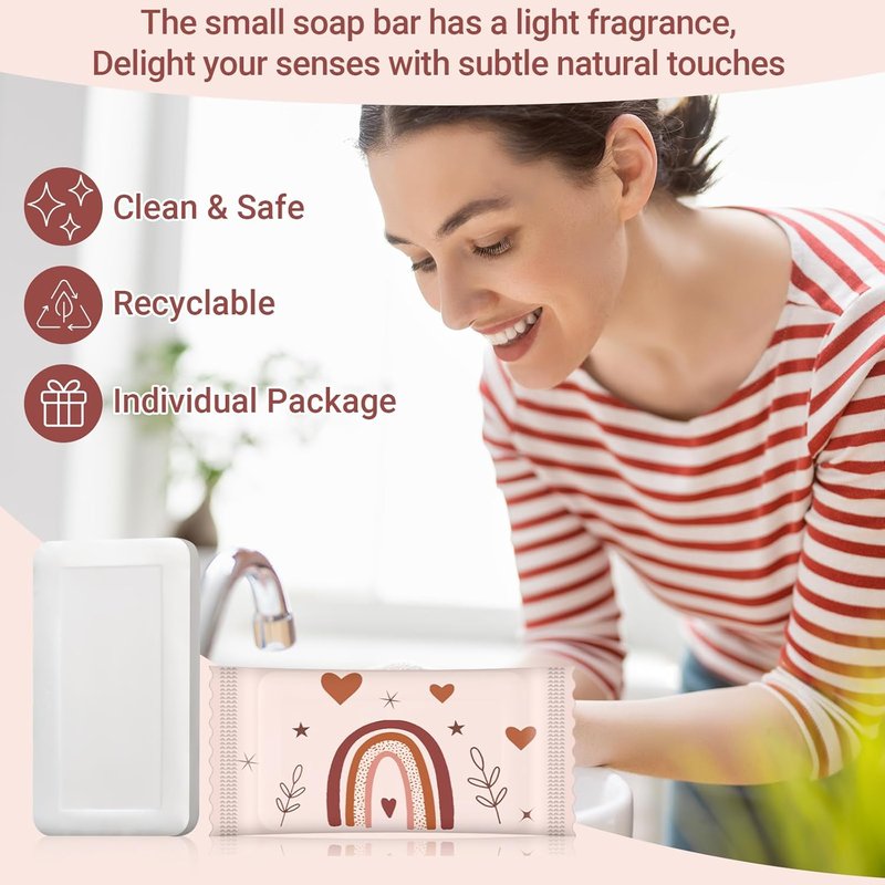 Mini Hotel Soap Bars - 200 Pcs Individually Wrapped Travel Size Hand Soap | Rainbow Colors