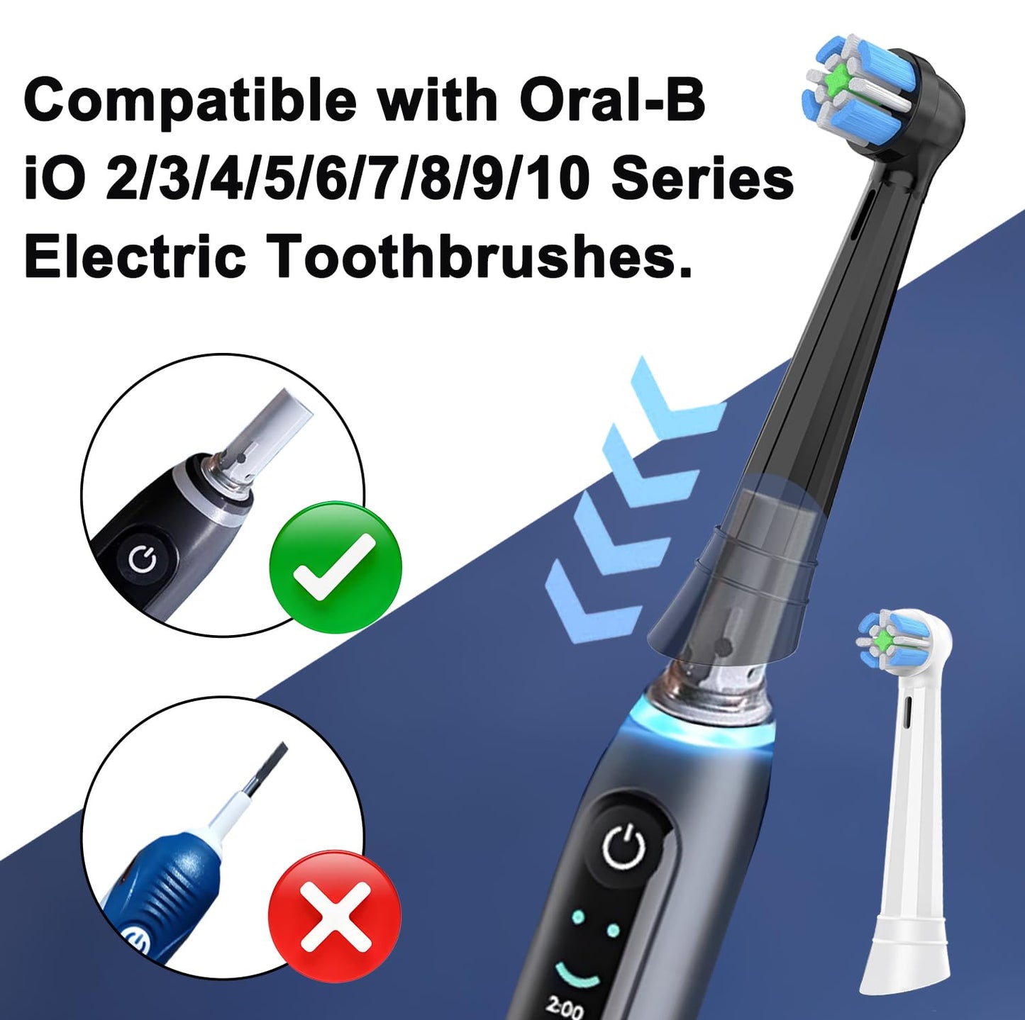IO Toothbrush Replacement Heads, Compatible with Oral B IO Series 2-10 Electric Toothbrushes, Medium Soft Bristles, Individually Wrapped for Easy Replacement (White+Black, 12PCS)