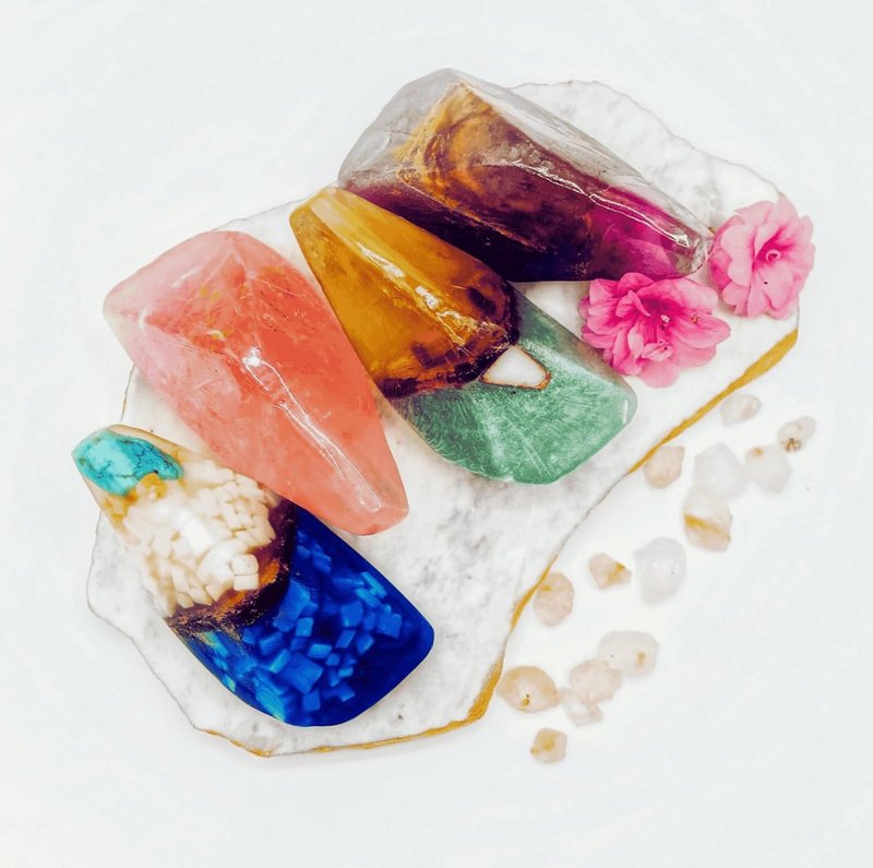 Gemstone Soap with Real Crystals - Earth & Home Decorative Crystal Soap | Moisturizing & Scented Gift for Women