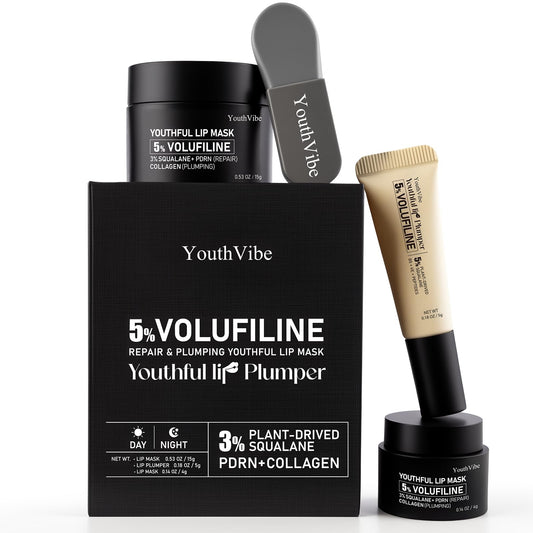 YouthVibe Lip Mask Overnight Moisturizing - Nourish & Hydrate, Antioxidants, 5% Volufiline, Vitamin E, Shea Butter, PDRN & Collagen Sleeping Lip Treatment for Dry, Chapped Lips