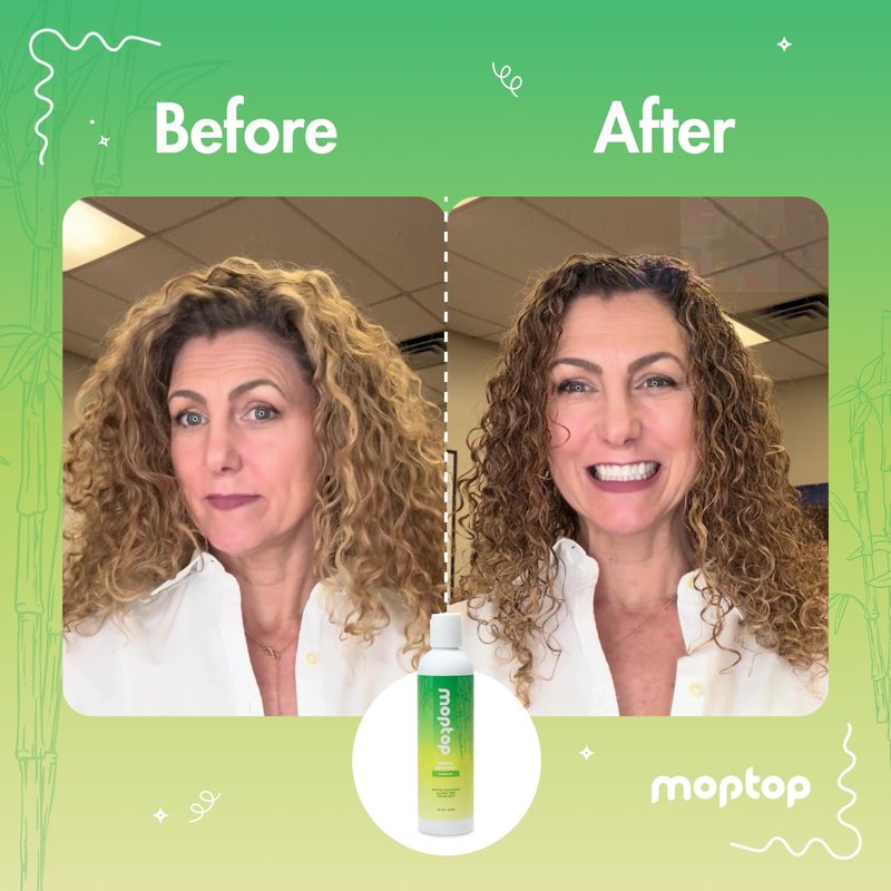 MopTop Gentle Shampoo – Every Day Curly Hair Sulfate Free Shampoo, Improves Moisture & Reduces Frizz, Paraben Free Natural Hair Products for Straight, Wavy, Curly, Coily Texture (Bamboo, 8oz)