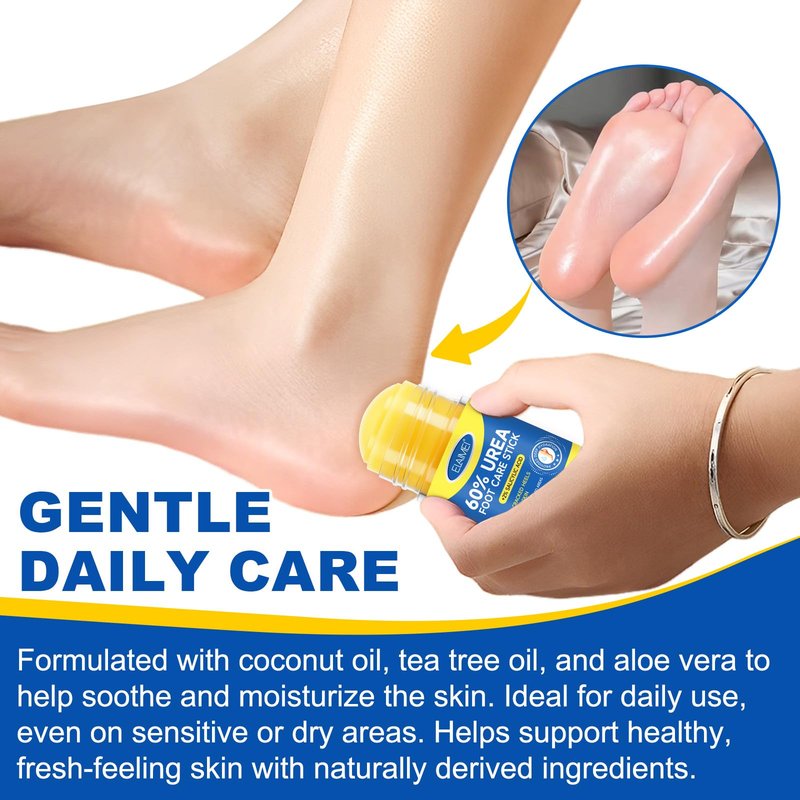 ConfidMiss Foot Care Stick with 60% Urea 2% Salicylic Acid Aloe Vera coconut tea tree oil, Foot Callus Dead Hard Skin Remover Moisturizer for Rough Dry Cracked Feet, Knees, Elbows, Hands Repair Stick