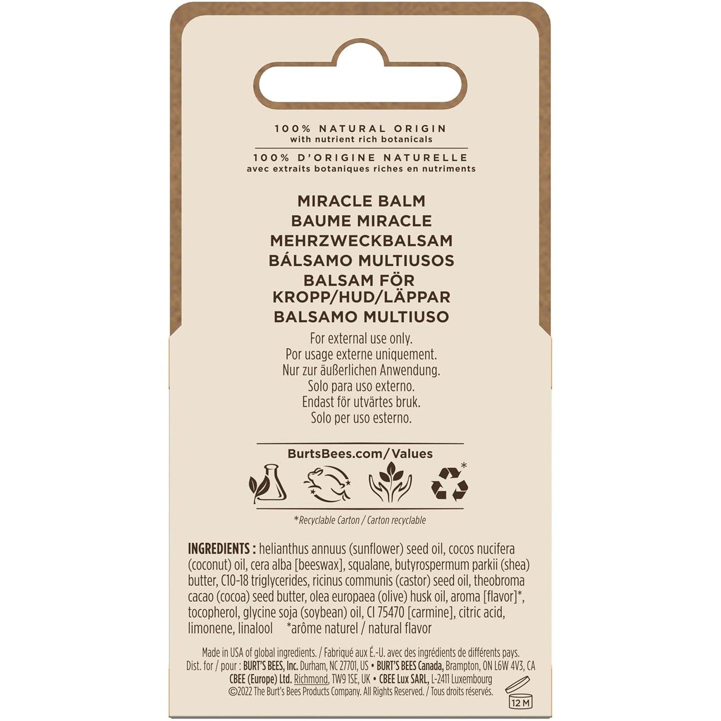 Burt's Bees Miracle Balm - 100% Natural Hydrating Balm for Dry Skin | 0.6 Ounce Tin
