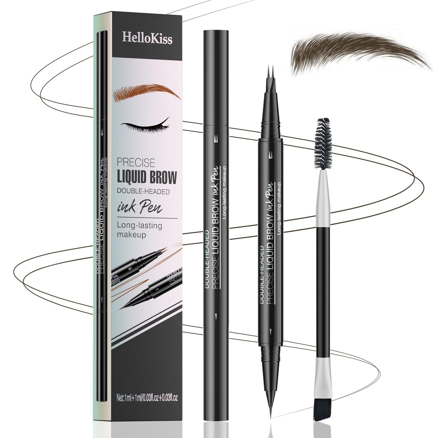 Eyebrow Pencil - 2-in-1 Dual-Ended Microblading Pen with Double-Brush Tip | Long-Lasting Waterproof (Black Brown)