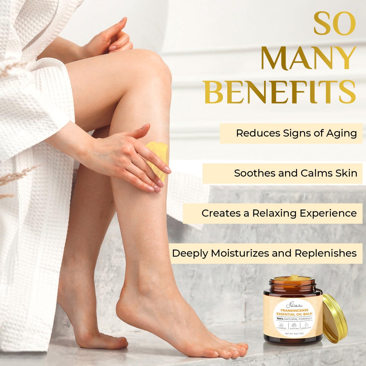 FeeMeFee Frankincense Balm 4oz, Frankincense Essential Oil with Myrrh for Soothing Relief, Muscle Relaxation, Boswellia Serrata, Olive Oil, Vitamin E, Moisturizer for Dry, Cracked Skin