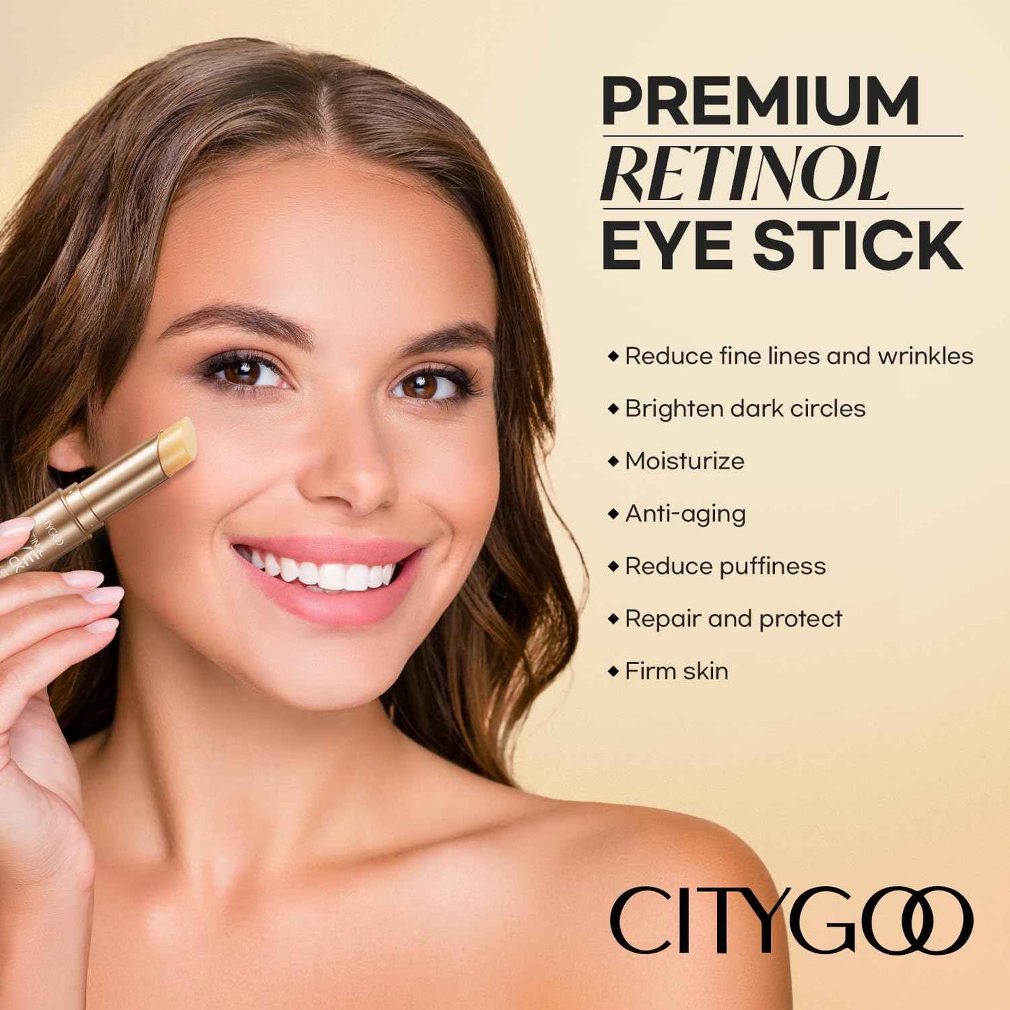 CITYGOO Retinol Eye Stick With Collagen, Hyaluronic Acid For Dark Circle, Under Eye Cream Anti Aging, For Puffiness and Bags Reduces Fine Lines (Retinol Eye Stick, 1pcs)