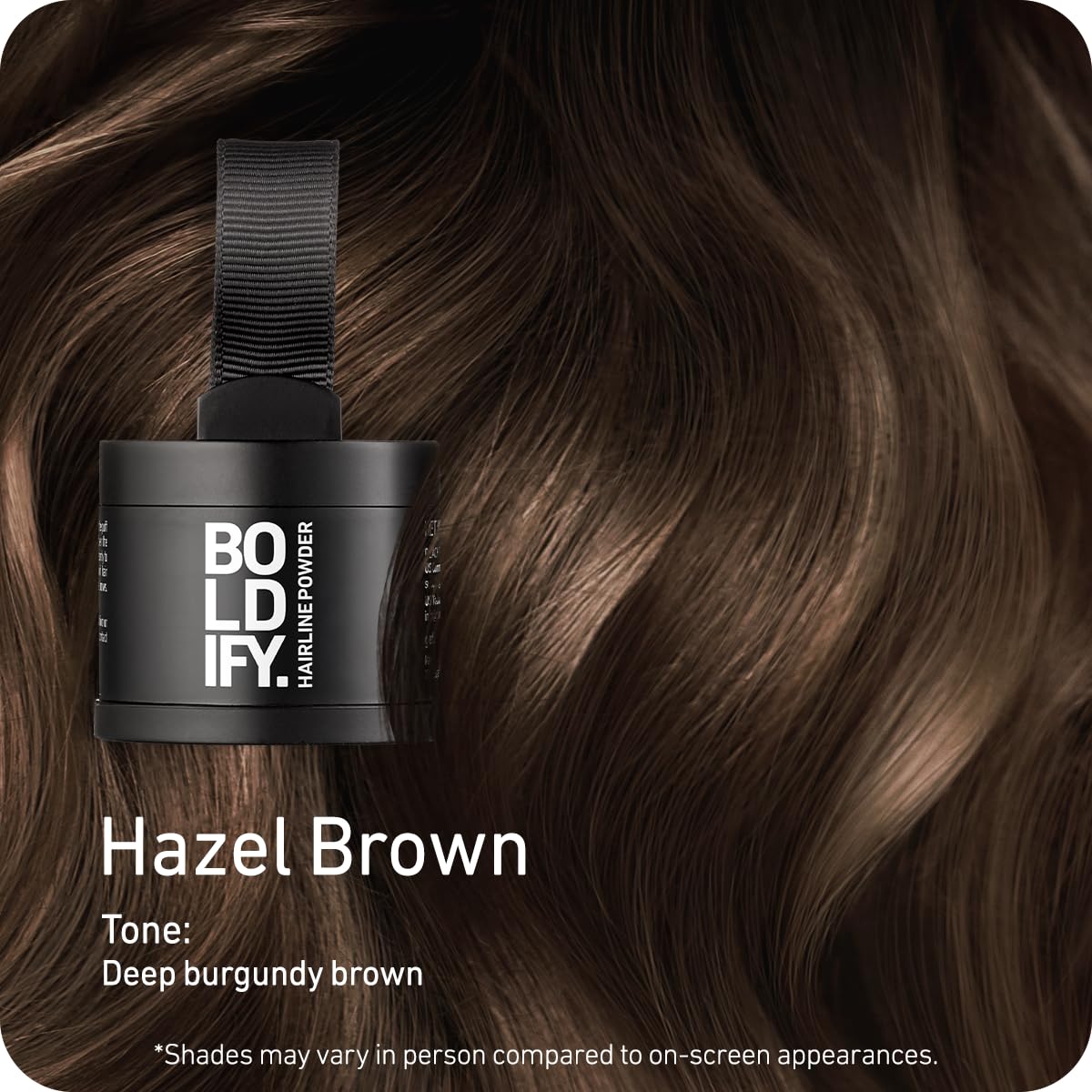 BOLDIFY Hairline Powder - Water-Resistant Root Touch Up Hair Color for Gray Coverage - 24-Hour Stain-Proof, Mess-Free Hair Powder for Thinning Hair (4g, Hazel Brown)
