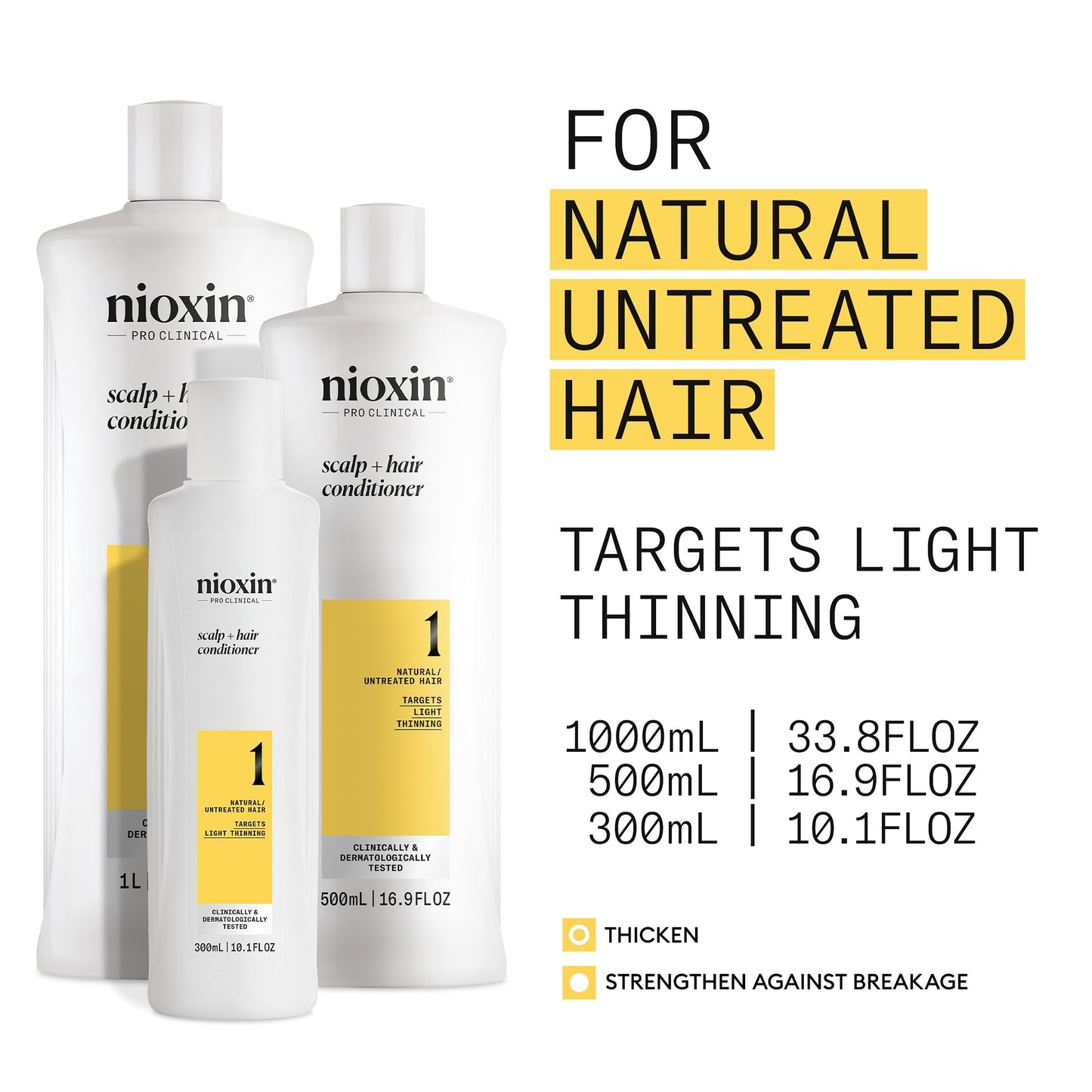 Nioxin Scalp + Hair Thickening System 1 Conditioner | For Natural or Untreated Hair with Light Thinning | With Niacinamide and Biotin | 33.8 Fl oz.