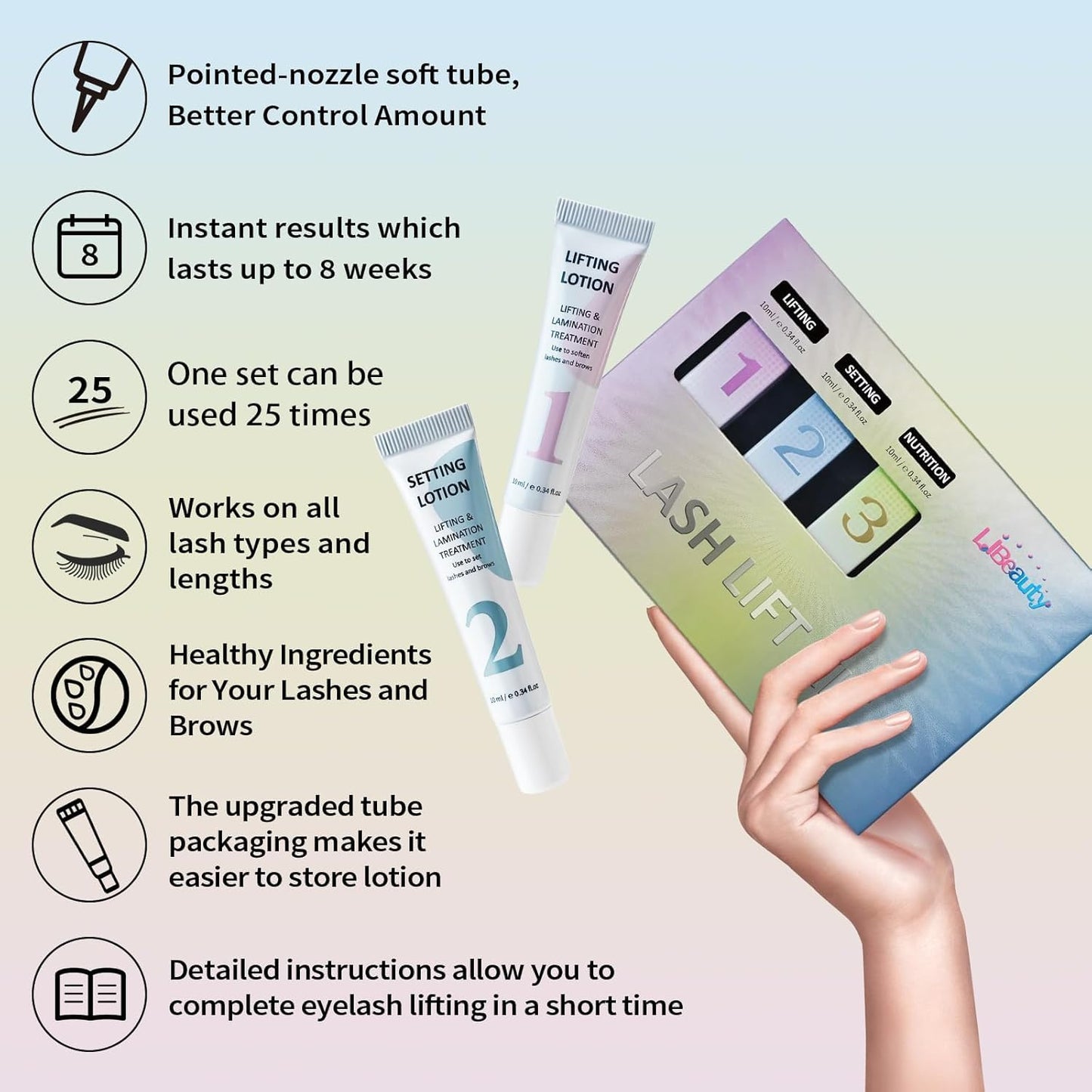 Libeauty Lash Lift Kit, Brow Lamination Kit, Lash Perm Kit, Eyelash Perm Tube Design, Precise Control, Convenient Storage, Simple Operation, Suitable For Home And Salon