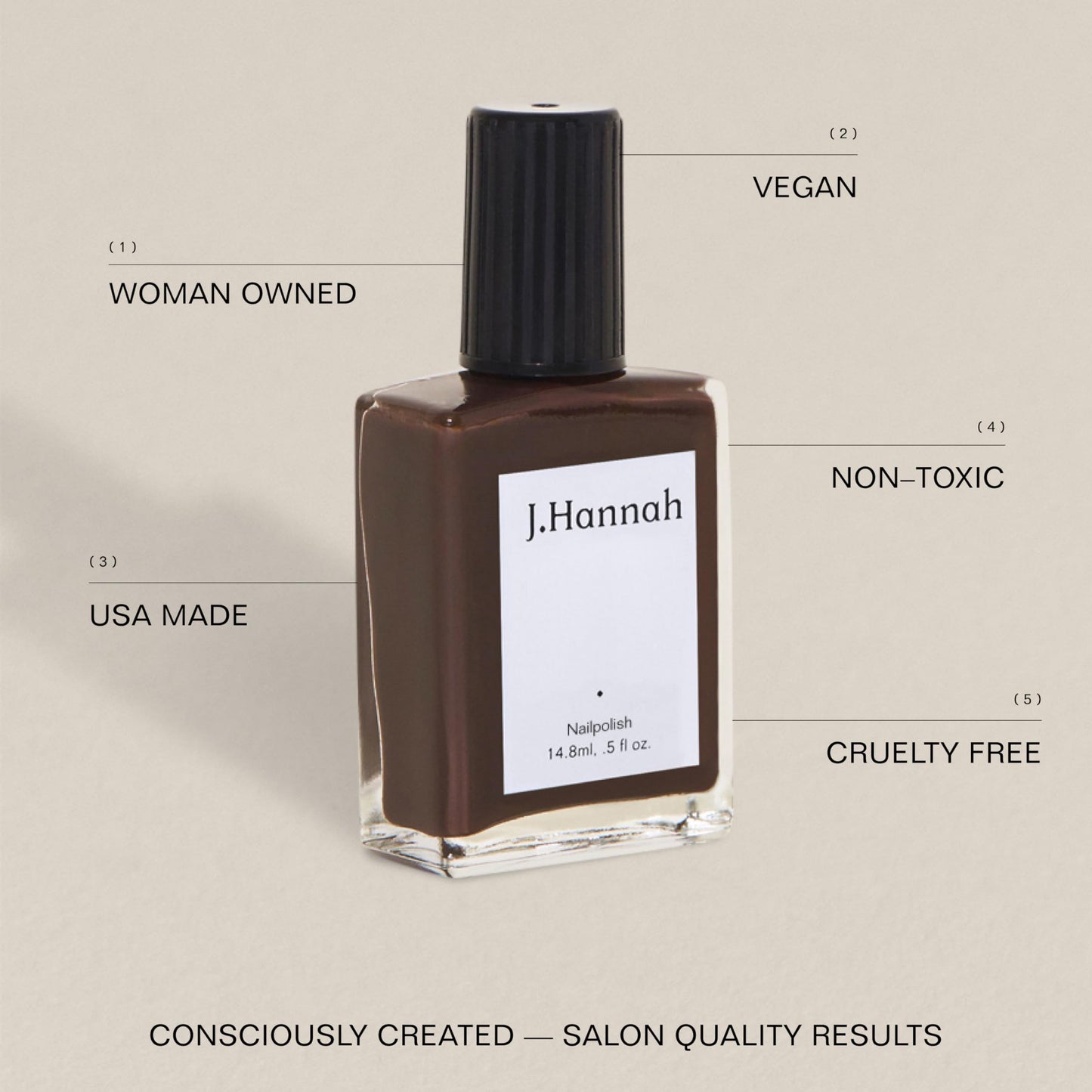 J. Hannah Nail Polish – Vegan, Non-Toxic, Cruelty-Free, Gluten-Free, Long Lasting, USA Made, Light, Dusty, Pale Pink Color (Agnes)