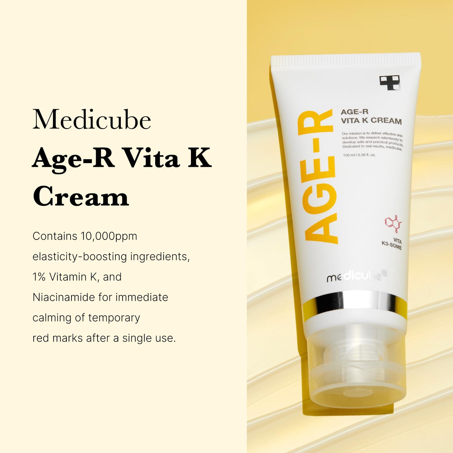 medicube Age-R VITA K Cream for Skin Care Devices - Elastisty Boost for Stretched Skin - Special Ingredients Targeting Redness - Hypoallergenic - Korean Skin Care