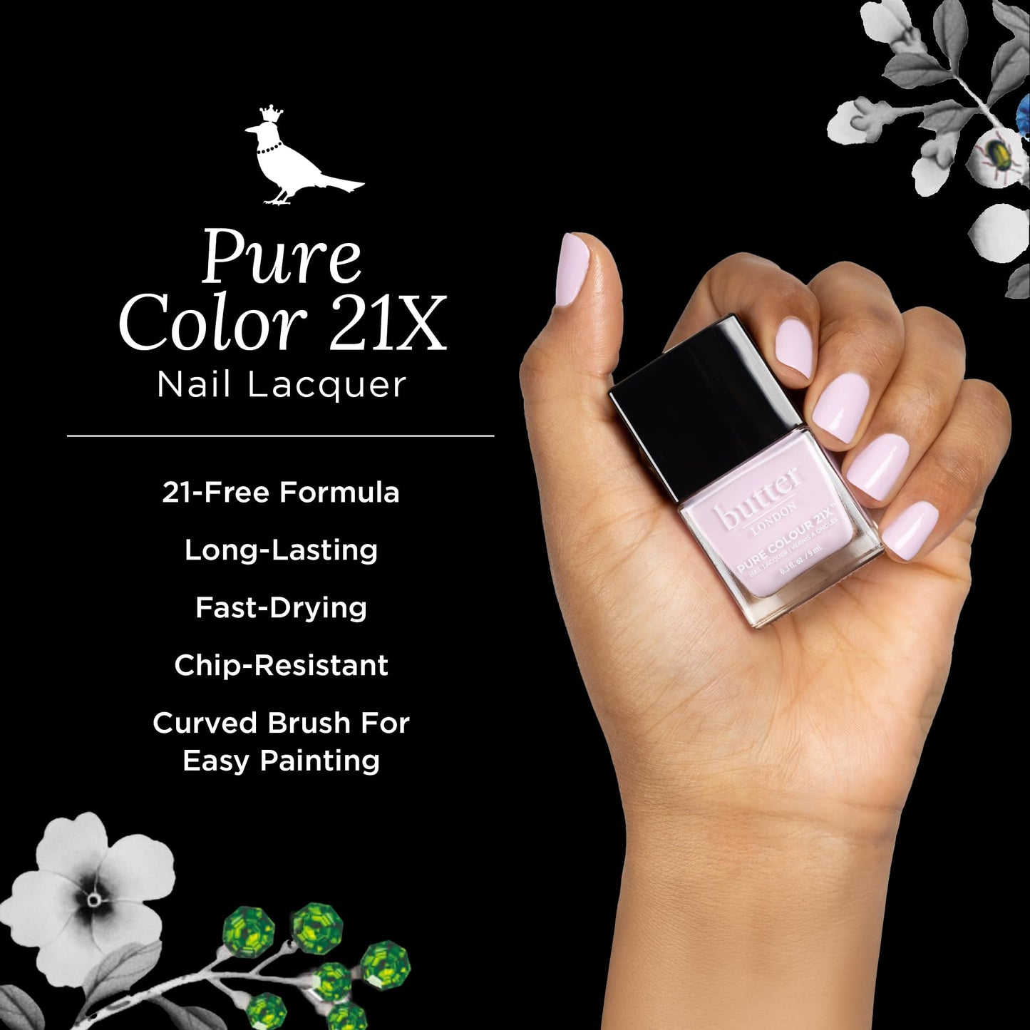 butter LONDON PC21X Nail Lacquer Polish, English Lavender - Fast-Drying, Long Lasting Gel-Like Finish & Chip-Resistant Nail Lacquer Helps Protects & Strengthens Nails - Vegan & Cruelty-Free