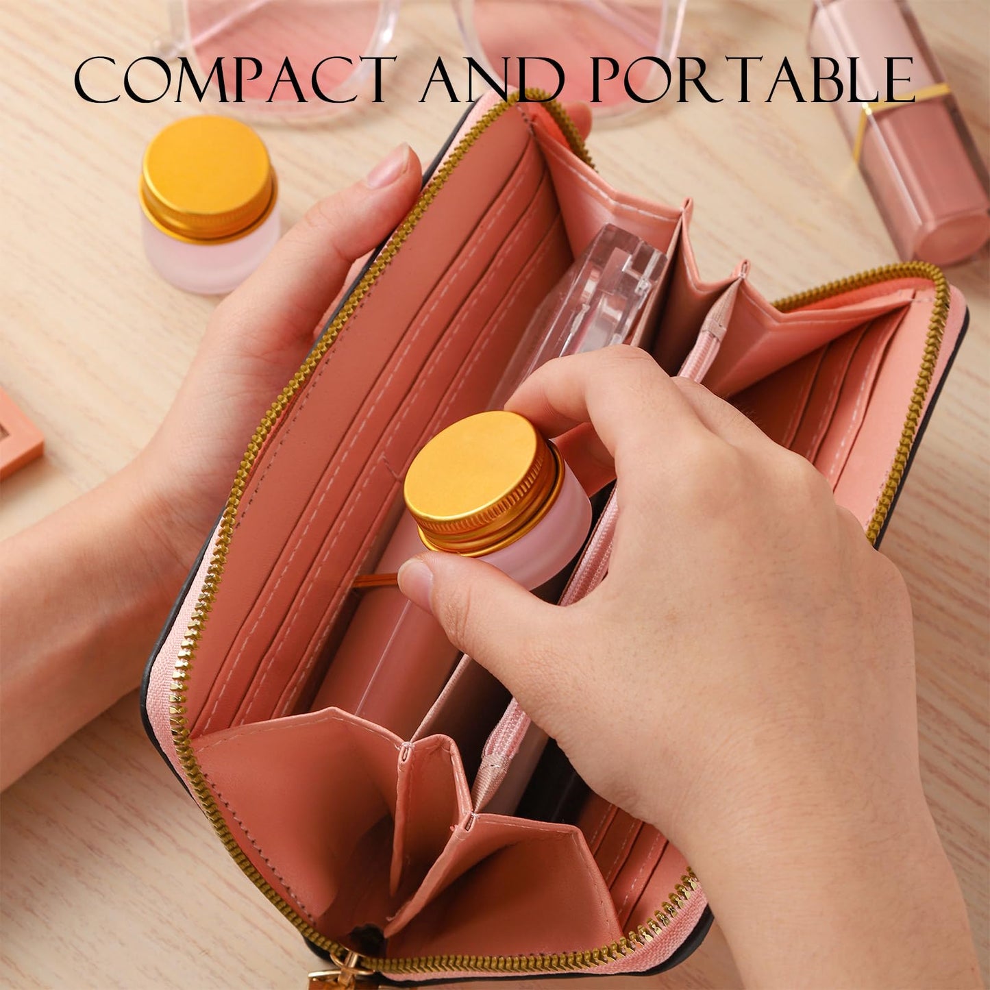RAMFIYN 48 pack 10ml Frosted Glass Jars with Gold Lids Small Empty Travel Lotion Containers with Inner Liner Airtight Cosmetic Holder with Labels for Lip Balm Creams Body Butter