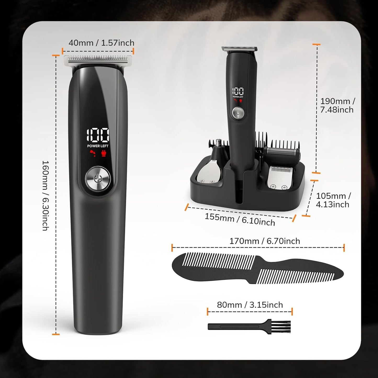 Beard Trimmer for Men - 6-in-1 Professional Grooming Kit | Cordless, Waterproof Hair Clippers & Electric Shaver Set
