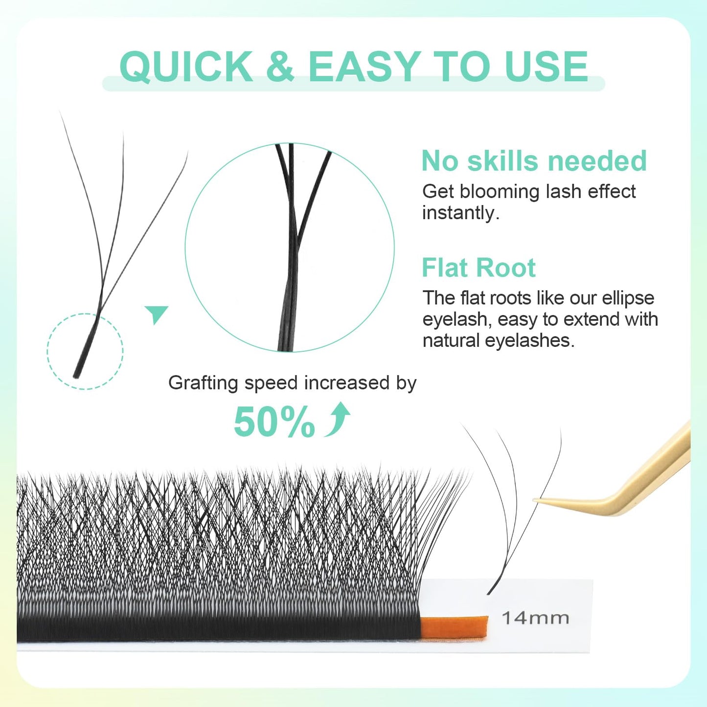 NAGARAKU 3D W Shape Eyelash Extension 5 Trays in 1 pack Volume 0.07mm D curl 9/10/11/12/13mm Premade Fans Faux Mink Matte Black Cluster Easy Fanning False Lashes