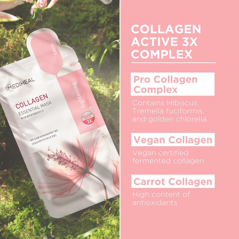 Korean Sheet Mask - Collagen Essential Face Mask for Lifting & Firming | 20 Count Value Set