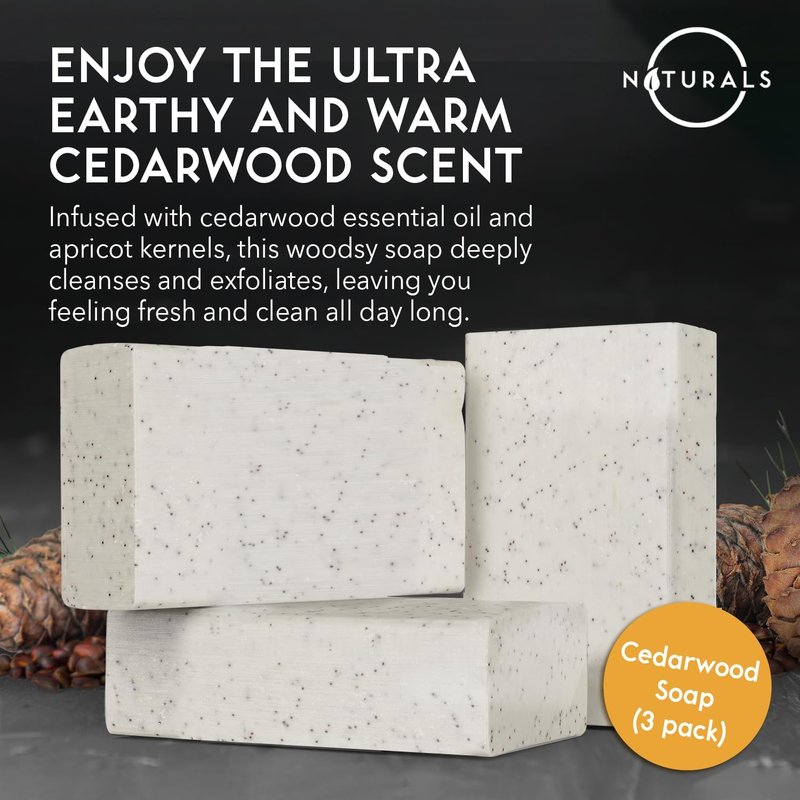 O Naturals 5PC Mens Soap Gift Sets, Gifts for Men, Organic Bar Soap for Men, Mens Gift Set Exfoliating Soap Cedarwood & Mint, Mens Bar Soap in Citrus, Olive Oil, African Black Soap, Soap Gifts For Men