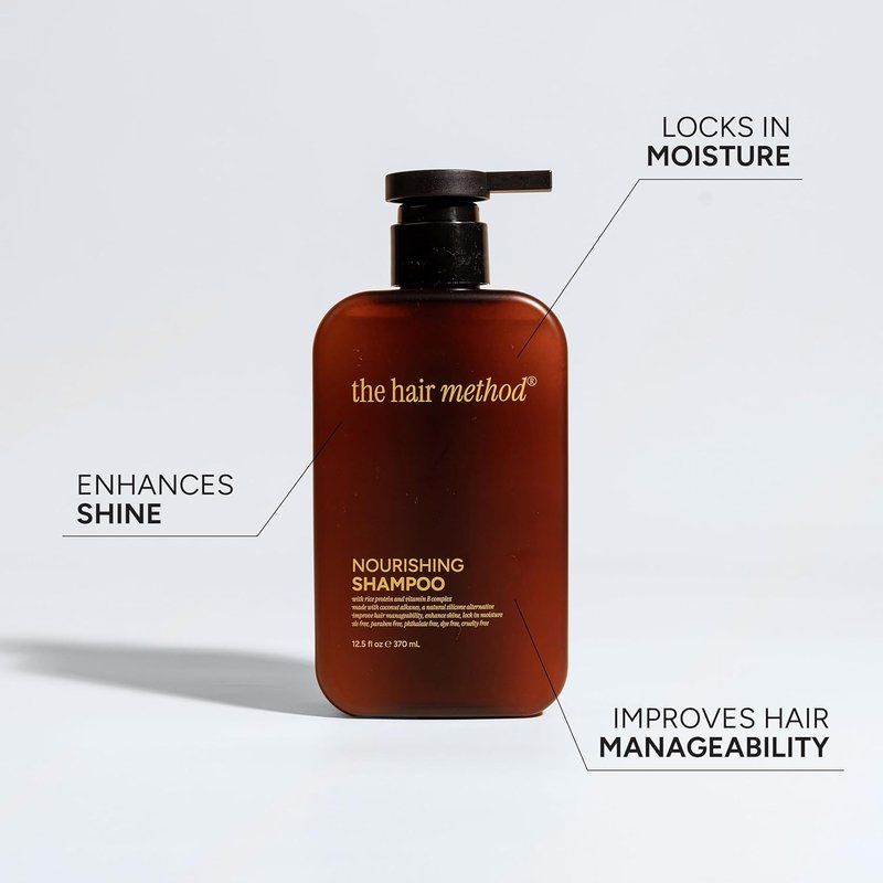 Nourishing Shampoo - Moisturizing Rice Protein & Vitamin B Complex | Silicone-Free, Vegan, 12.5 fl oz