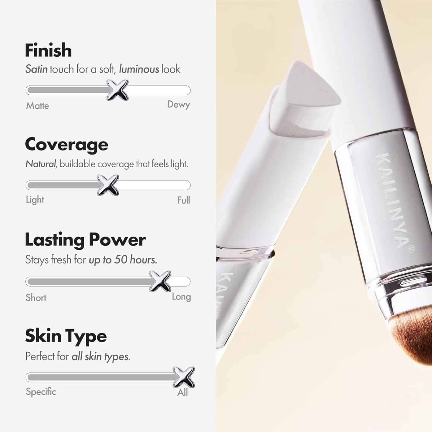 Korean Color Changing Foundation Stick with Brush for Lumine Skin, 2-in-1 Waterproof & Long-Lasting Hydrating Makeup, Dual-Ended Foundation & Concealer Stick (204)