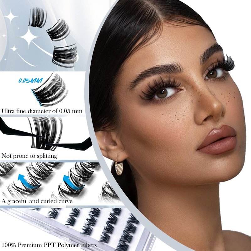 Lash Clusters Kit – 150H Waterproof Eyelash Extensions, Wispy Fluffy 8-16mm, Hypoallergenic for Sensitive Eyes, Korean PBT Fibers, DIY Cluster Lashes for Natural or Volume Look (Volume-black box)