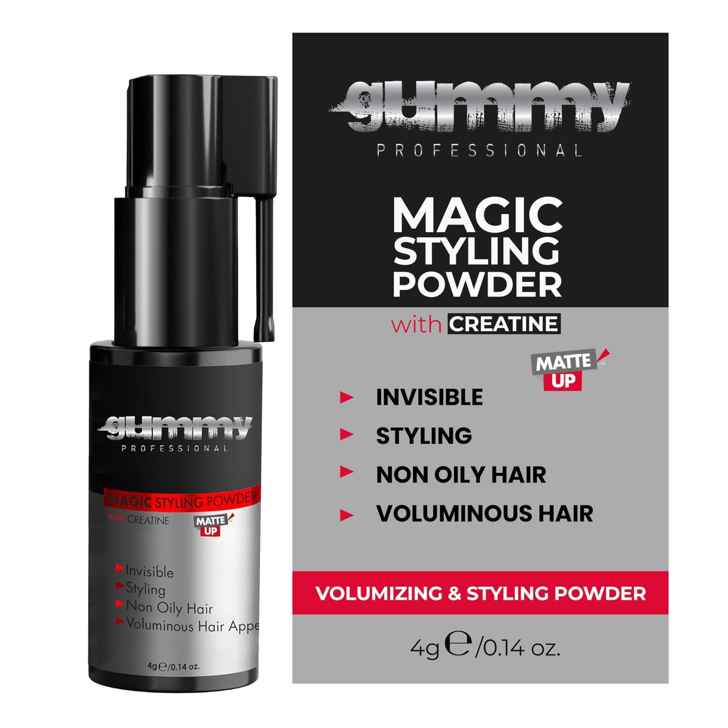 Gummy Professional Magic Styling Powder with Creatine – Texture Powder for Instant Volume – Matte Finish Texturizing Styling Dust – Root Lifting and Thickening Hair Volumizer for Men and Women – 4 g