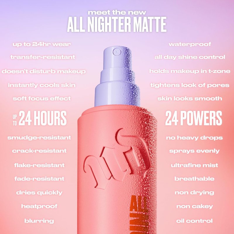 Urban Decay All Nighter Matte Setting Spray - 24HR Waterproof, Blurring Finish | Oil Control for All Skin Types