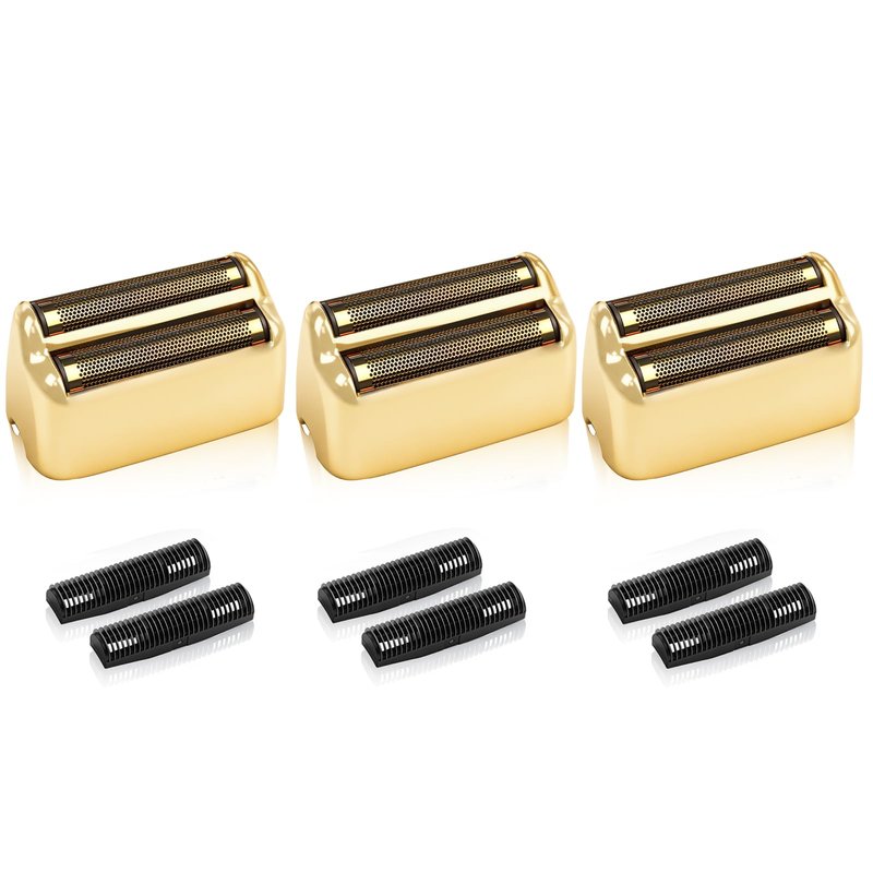 3 Pack Shaver Replacement Foil and Cutters Compatible with BaBylissPRO Double FXFS2 Metal Shaver foil Replacement (Golden 3 Pack)