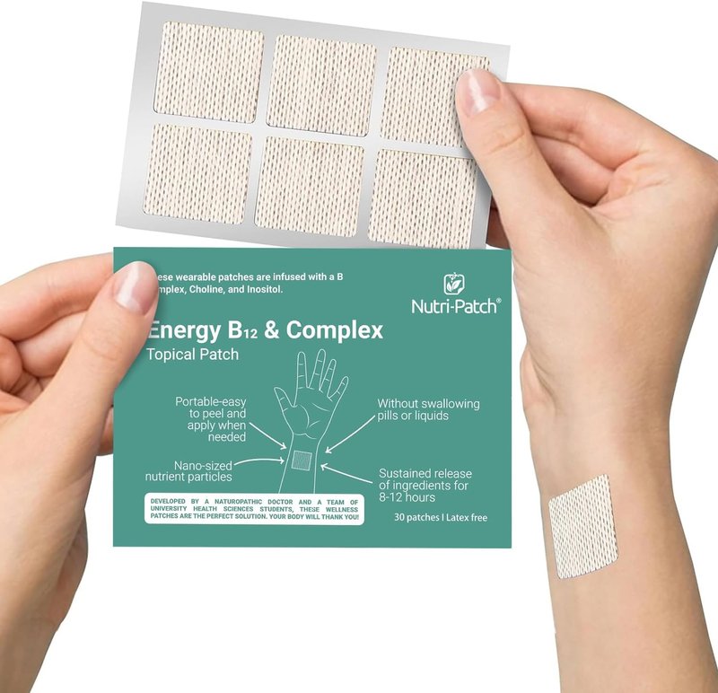 NUTRI-PATCH Energy B12 Complex Topical Patch - 30 Count with B Vitamins & Biotin for Enhanced Vitality