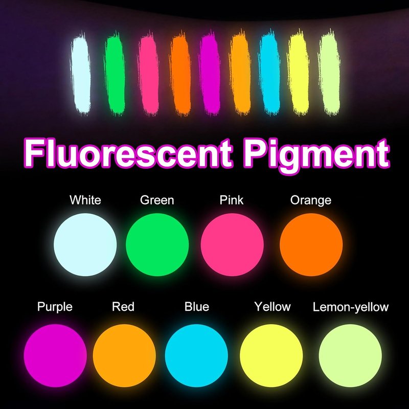 Fluorescent Tattoo Ink Set - 9 Colors for Glow-in-the-Dark Body Art | Skin-Safe 1oz Bottles