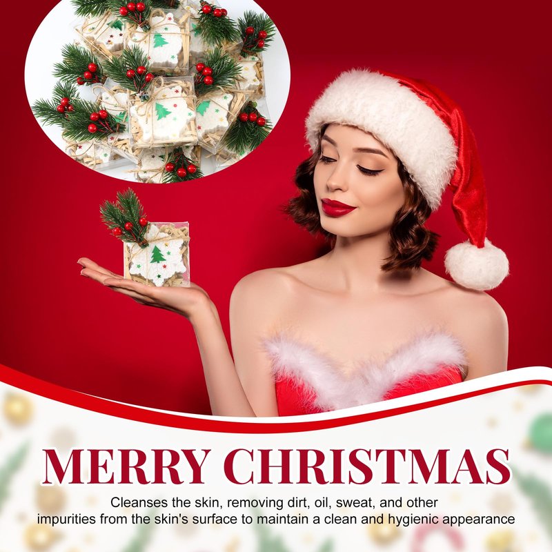Heigble 20 Pack Christmas Mini Soap Favors Bulk Handmade Holiday Christmas Scented Soap Gifts for Guests Wedding Party Baby Shower Bridal Shower Home Office Decor Gifts(2.3 x 2.3 Inch,Snowflake)