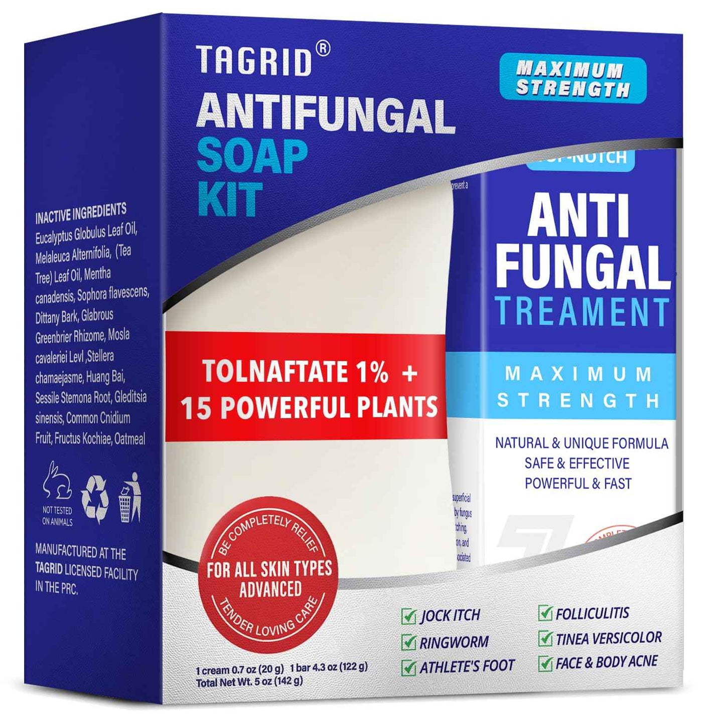 Tinea Versicolor Treatment - Antifungal Soap & Antifungal Cream, 7X FAST, Multi-Functional Clinically Proven Kit for Ringworm, Folliculitis, Jock Itch, Athlete's Foot, and Seborrheic Dermatitis