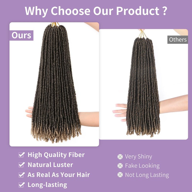 WIGNEE Faux Locs Crochet Hair 18 Inch Soft Locs Crochet Hair Pre Looped Crochet Locs for Black Women Dreadlock Crochet Hair Extensions(18 Inch,1B/30)