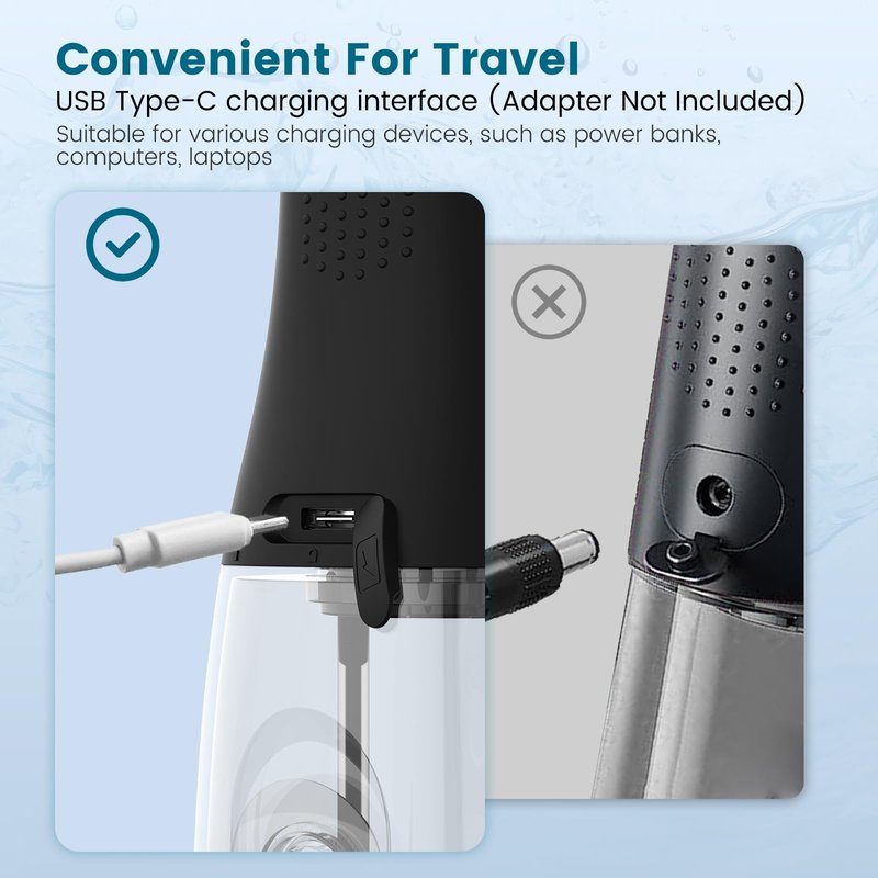 BOTLUXE Water Flosser Cordless - 265ml Portable Water Flosser for Teeth with 6 Nozzles, 1400 Pulses/Min, 4 Modes, IPX7 Waterproof, 60-Day Battery for Braces, Sensitive Gums, Travel & Family Use