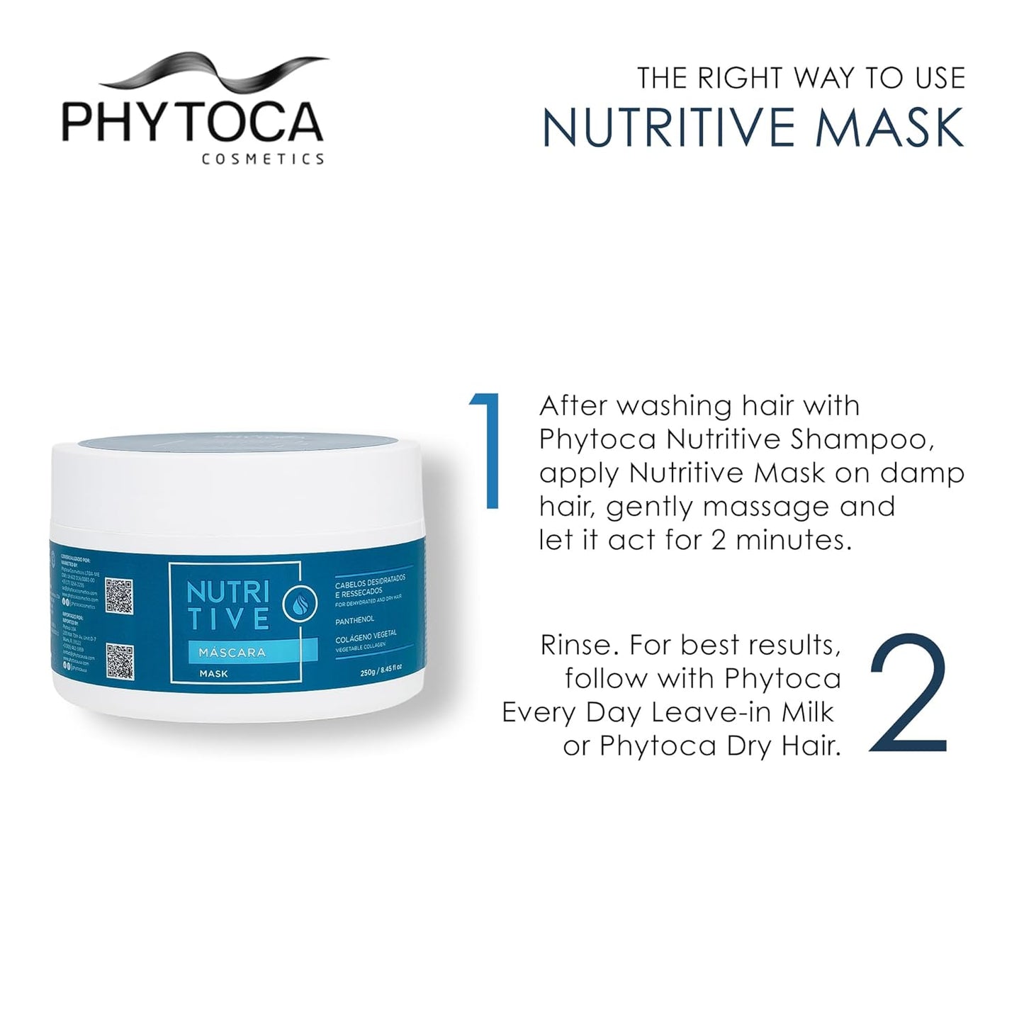 Phytoca Cosmetics Nutritive Hair Mask - Deep Hydration & Nourishment for Dry Hair | 8.45 oz with Panthenol & Collagen