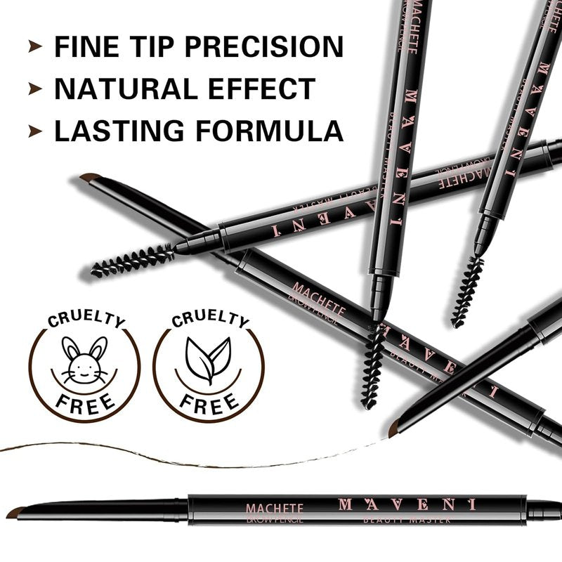 Microblading Eyebrow Pencil - Retractable Definer with Angled Precision Tip | Long-Lasting Waterproof, 0.1MM Ultra Slim, Deep Brown